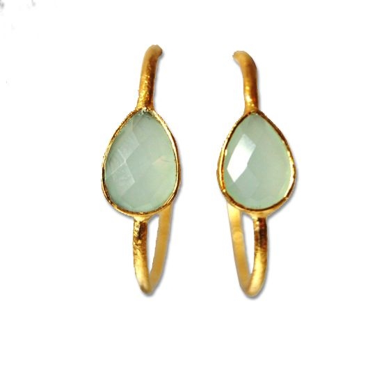 pendientes con forma de lagrima y piedra natural aguamarina de 2enespiral